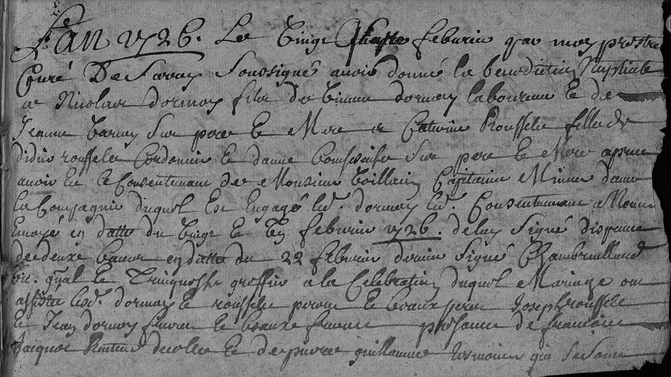 Mariage Dormoy Nicolas - Rousselet Catherine 27_02_1726 -1.jpg